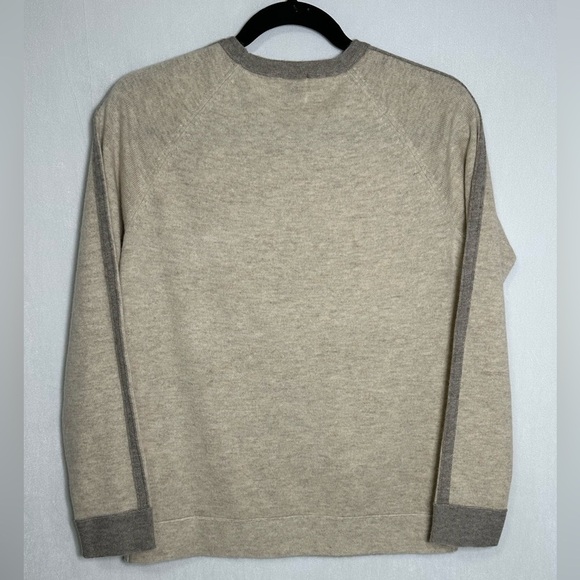 Madeleine Thompson neutral sweater crew neck with arm detail strip - small - Picture 3 of 5